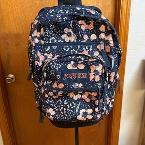 Jansport Backpack-Peach Floral Pattern-Laptop Sleeve Large Computer Bag